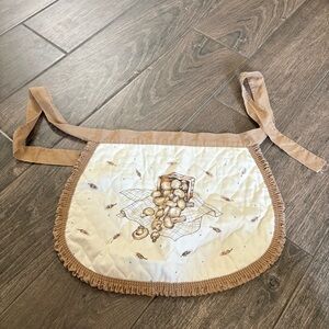 Vintage Quilted Apron 1970s Mushroom Harvest Graphic